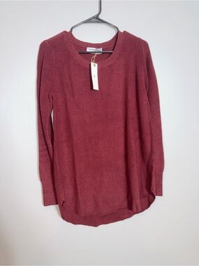 Crew Neck Sweater Soft Knit- burgundy